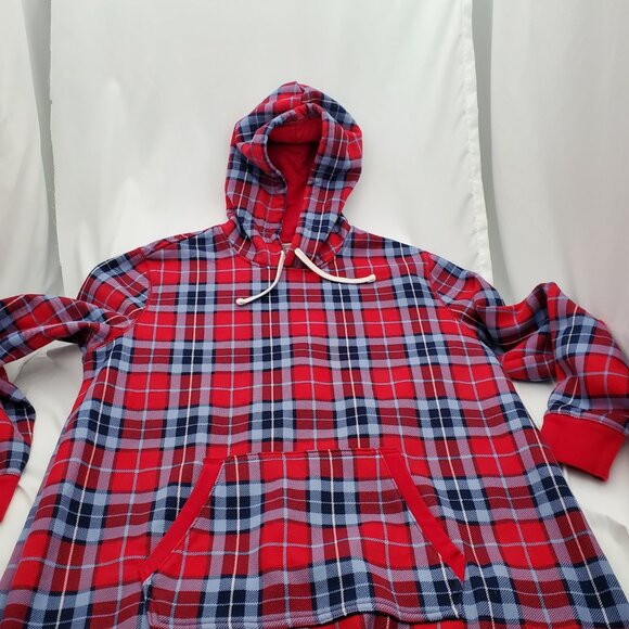 Lands' End Serious Sweats Plaid Hoodie Robe Sweatshirt XL/18 - Picture 2 of 9